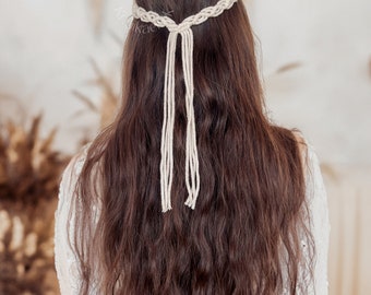 Boho Haarband・Makramee Haarschmuck für die Braut oder andere Festlichkeiten