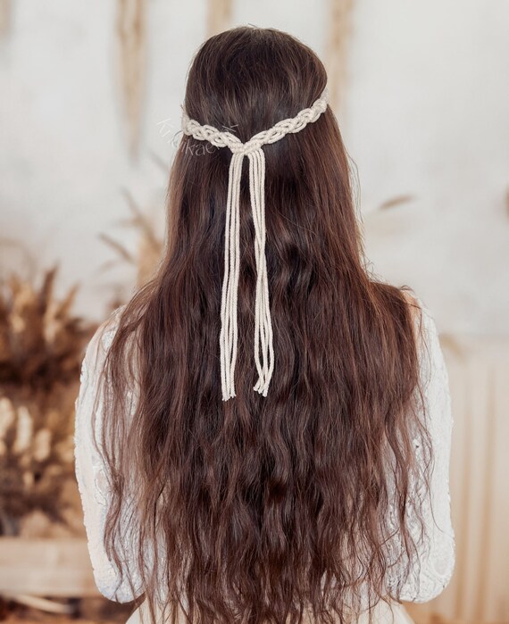 Boho Haarband・Makramee Haarschmuck für die Braut oder andere Festlichkeiten