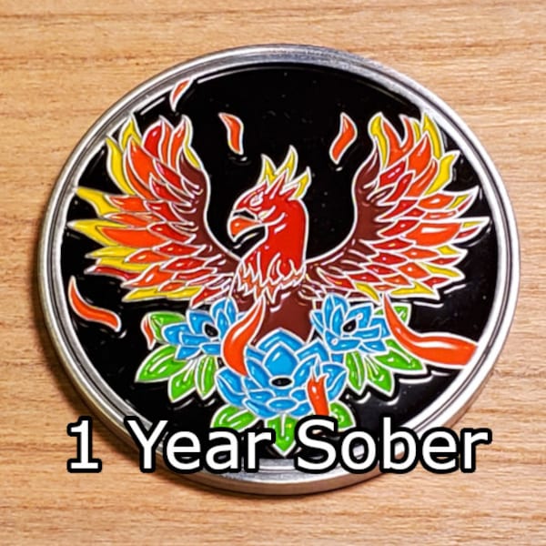 Sobriety Chip - One Year Sober Phoenix