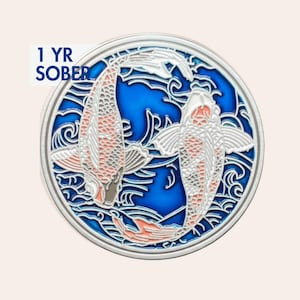 Moneda de un año de sobriedad - Koi - Regalo para celebrar un hito en la sobriedad