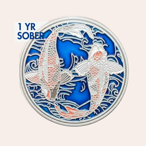 Pièce d'un an d'abstinence - Koi - Cadeau pour un jalon de sobriété