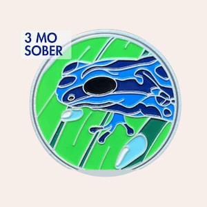 Three Month Sober Frog Coin – Recovery Chip, Non-Religious Token, Metal Enamel Keepsake