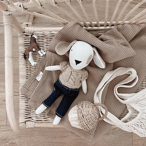 Puppy Handmade, Baby gift Neutral, Toys for Kids, Organic Cotton Baby gift, Little handmade Dog, Puppy Plush, Cute Stuffed, First Baby Dog.