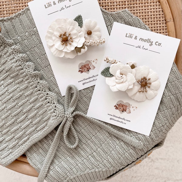 Ivory Hair Clips Etsy