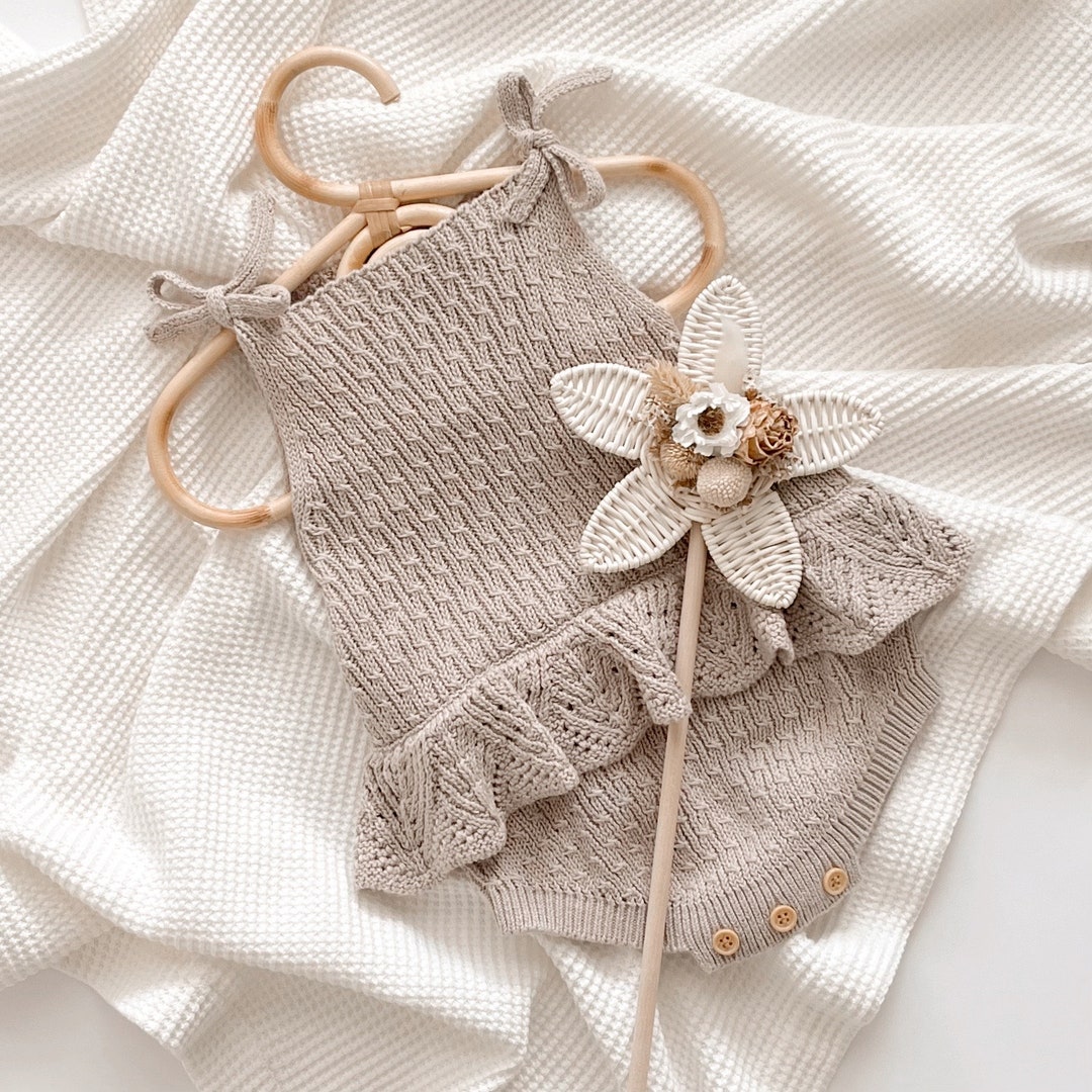 Baby Girl Knitted Romper Newborn Knitted Outfit Knit Baby Etsy