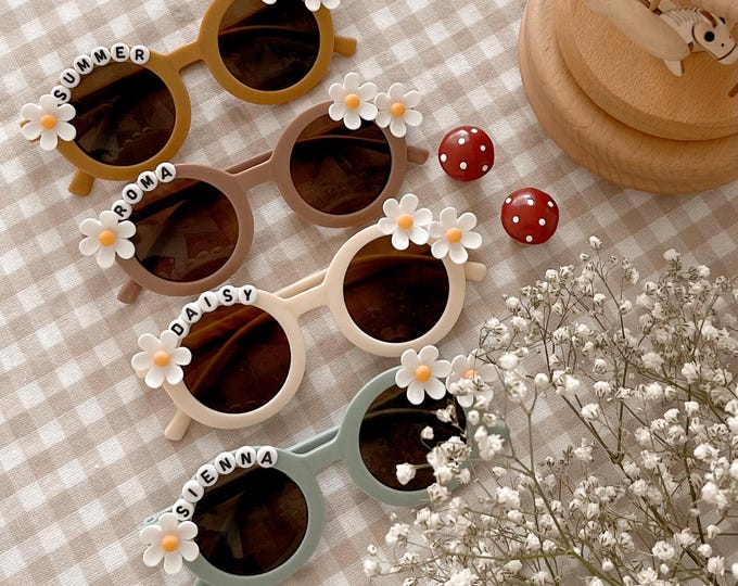 Personalized Floral Daisy Sunglasses: Custom Baby Toddler Gift