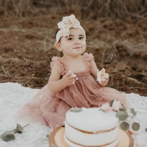 Baby Girl Tulle Dress, Mauve Tulle Dress with Ruffle, First Birthday Outfit, Smash the Cake Dress, Princess Tulle Dress, Photoshoot Dress