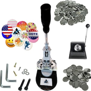 32mm Button Badge Maker Kit: Circle Cutter, 1000 Pinback Parts image 1