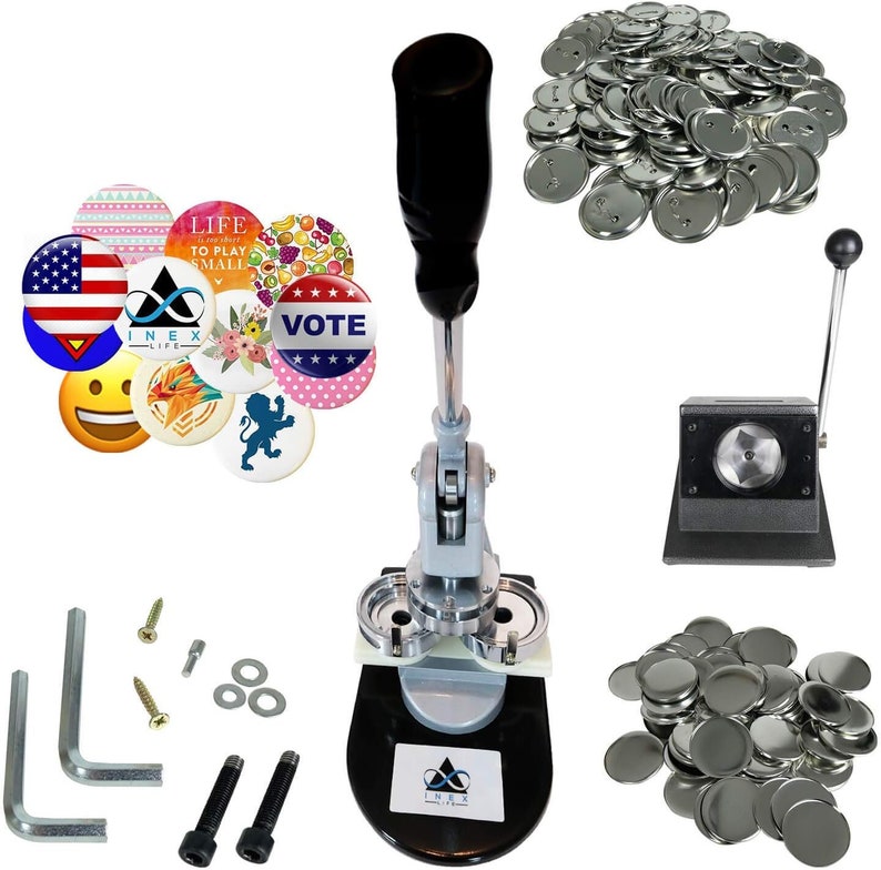 32mm Button Badge Maker Kit: Circle Cutter, 1000 Pinback Parts image 1