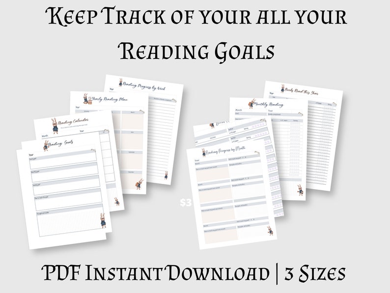 Reading Tracker & Journal Bundle Printable Planner Digital - Etsy