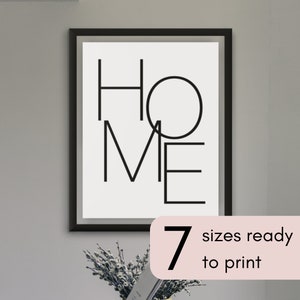 HOME Poster, Printable art, Digital download, Wall Art print, Printable, Modern Art Poster, Typography Decor, Housewarming Gift