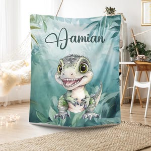 Custom Dinosaur Name Blanket Personalized Gift for Boys and Girls Dinosaur Blanket Cozy Birthday Gift for Toddler Boys Blanket Dino Decor