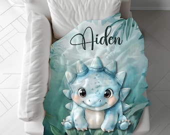 Personalisierte Dinosaurier-Decke Individuelles Geschenk für Jungen und Mädchen Name Decke Gemütliches Geburtstagsgeschenk für Kleinkind Kinder Decke Jungen Geschenk Dino Geschenk