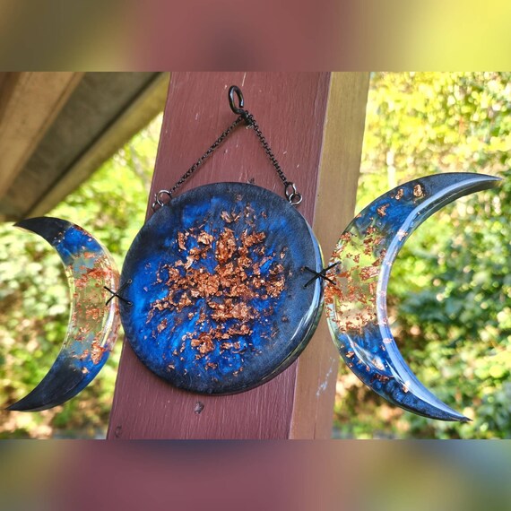 Triple Moon Wall Decor Triple Moon Goddess Blavk and Blue Moon Etsy
