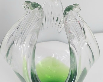 Vintage Mid-Century Italian Murano Blown Art Glass Green 1960s Sculpture