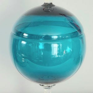 Vintage Mid-Century Empoli? Turquoise Italian Lidded Pedestal Glass Mod Apothecary Candy Jar