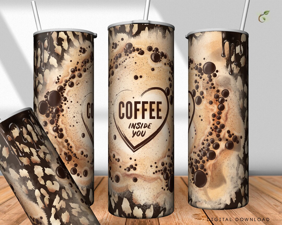 Coffee Tumbler, 20 Oz Skinny Tumbler Sublimation Design, Seamless Wrap