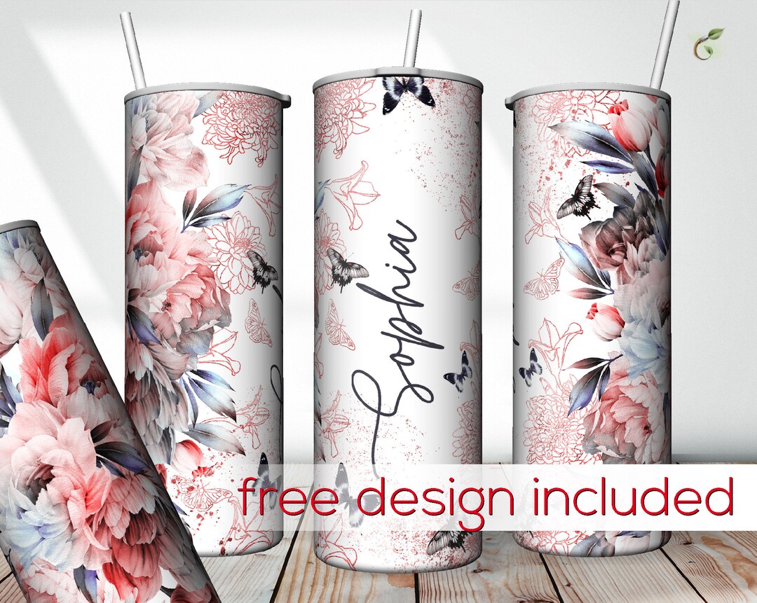 Seamless Boho Floral Tumbler Wrap, Add Your Own Text or Name ...