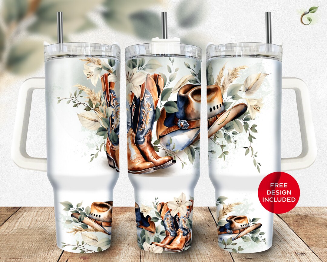 Cowgirl Boots Tumbler Wrap PNG: Western 40oz Quencher Sublimation ...