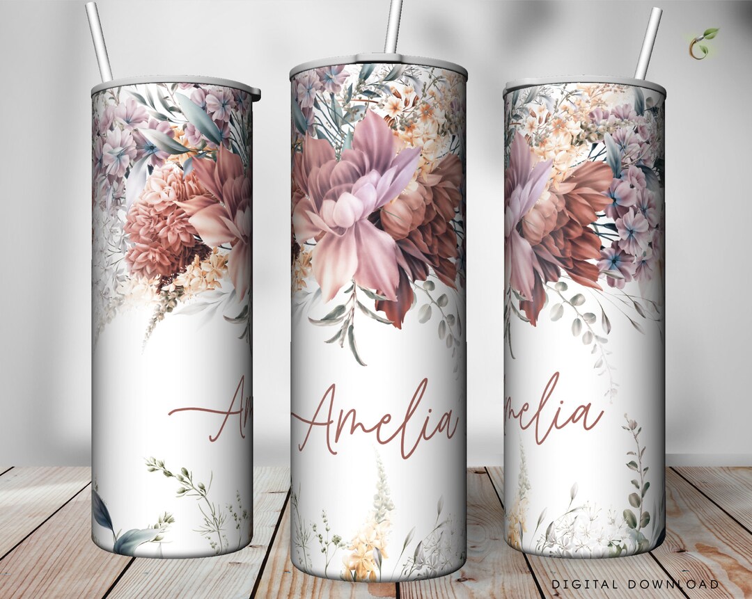 Floral Floral Tumbler, Sublimation Tumbler, Add Your Own Text or Name ...
