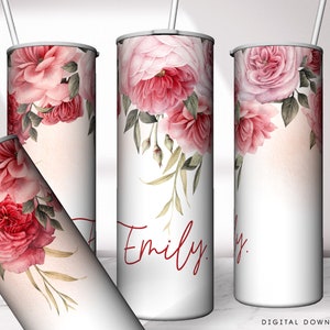 Roses Floral Tumbler: Seamless 20oz Skinny Wrap (PNG Digital Download)