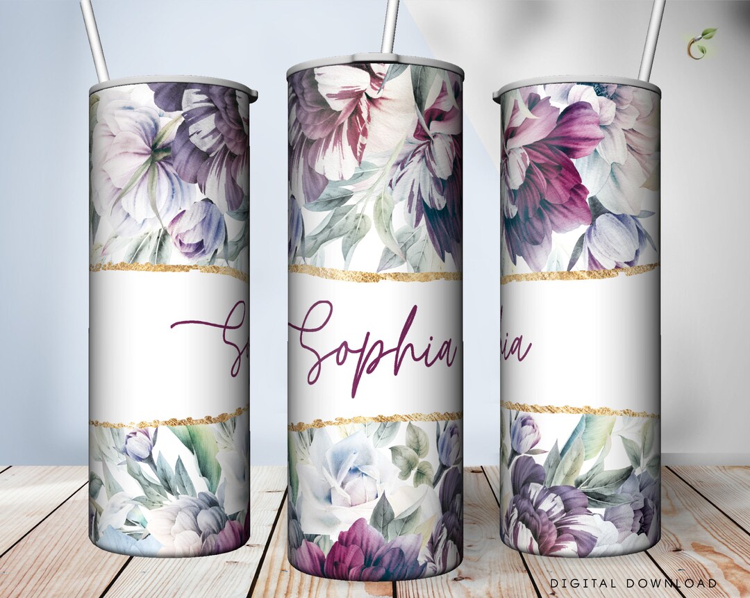Floral Tumbler, Sublimation Flowers, Add Your Own Text or Name ...