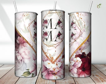 MomTumbler, Mother's Day Tumbler Wrap PNG Floral Tumbler Seamless floral design 20oz Skinny Tumbler Wraps PNG