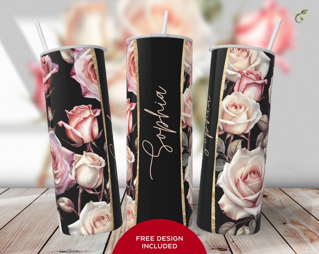 Floral Tumbler, Sublimation Flowers Tumbler, Add Your Own Text or Name ...
