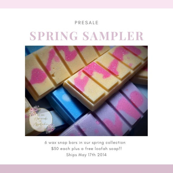 Spring Wax Sampler, Wax Snap Bars, Spring Snap Bars, Home Fragrance, Soy Wax Melts, Soy Wax Tarts, Highly Scented Wax Melts, Hand Poured Wax