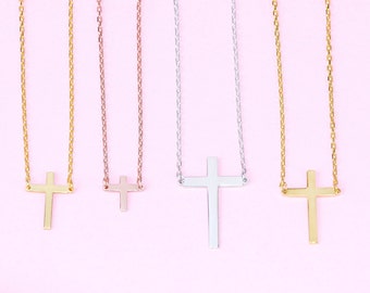 Silver Cross Necklace, Minimalist Cross Necklace, Religious Jewelry, Gift For Her, Birthday Gift, Mother Gift Jewelry, Best Mothers Day Gift