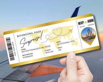 Bearbeitbare Bordkartenvorlage, druckbares personalisiertes Flugticket, anpassbare Flugtickets, benutzerdefinierte Fluggeschenke, Canva-Vorlage