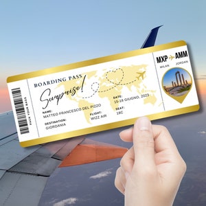 Modelo de cartão de embarque editável, passagem aérea personalizada para impressão, passagens aéreas personalizáveis, brindes personalizados de companhias aéreas, modelo Canva