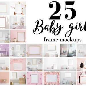 Kids Room Nursery Frame Mockup, Nursery Kids Room Frame Mock up Bundle, Nursery Interior Mockup Template PNG, Baby Girl Frame Mockup