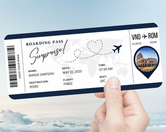 Editable Boarding Pass Template, Printable Personalized Airline Ticket, Canva Boarding Pass, Digital Download DIY Boarding Ticket