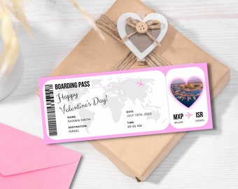 Bearbeitbare Valentines Bordkarte Vorlage, druckbare personalisierte Flugticket, Canva Bordkarte, digitaler Download Geschenk für Ihn
