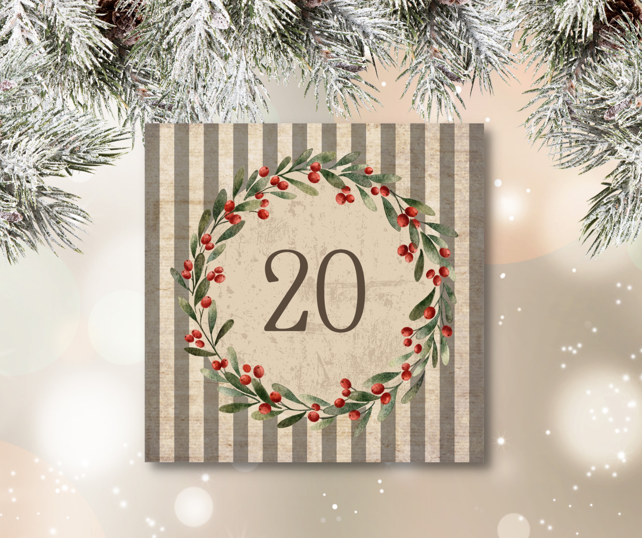 4 Styles Advent Calendar Printable Bundle, Vintage Christmas Label Pack ...