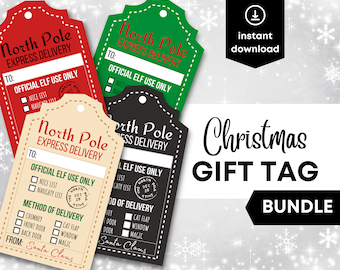 Personal Holiday Tag, Colorful Printable Tag, North Pole Express Gift Tag, Christmastags, Personal Gift Tags, Christma Gift Tags, Bundle