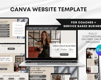 Business Coach Website Template, Canva Coaching Course Templates, Coaching Program Template Canva Website