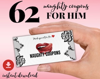 Naughty Love Coupons For Him, Valentines Day Present for Boyfriend, Sex Coupons for Husband, Valentines Day Cards for Him