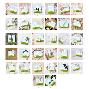 May include: Assortment of gift wrap designs featuring a variety of colors and patterns, including a blue sky with white clouds, green grass, and bows in various colors.