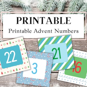 Advent Calendar Printable, Junk Journal, Advent, Christmas Numbers, Tags, Labels, December Daily, Countdown, Printable Download