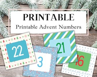 Advent Calendar Printable, Junk Journal, Advent, Christmas Numbers, Tags, Labels, December Daily, Countdown, Printable Download