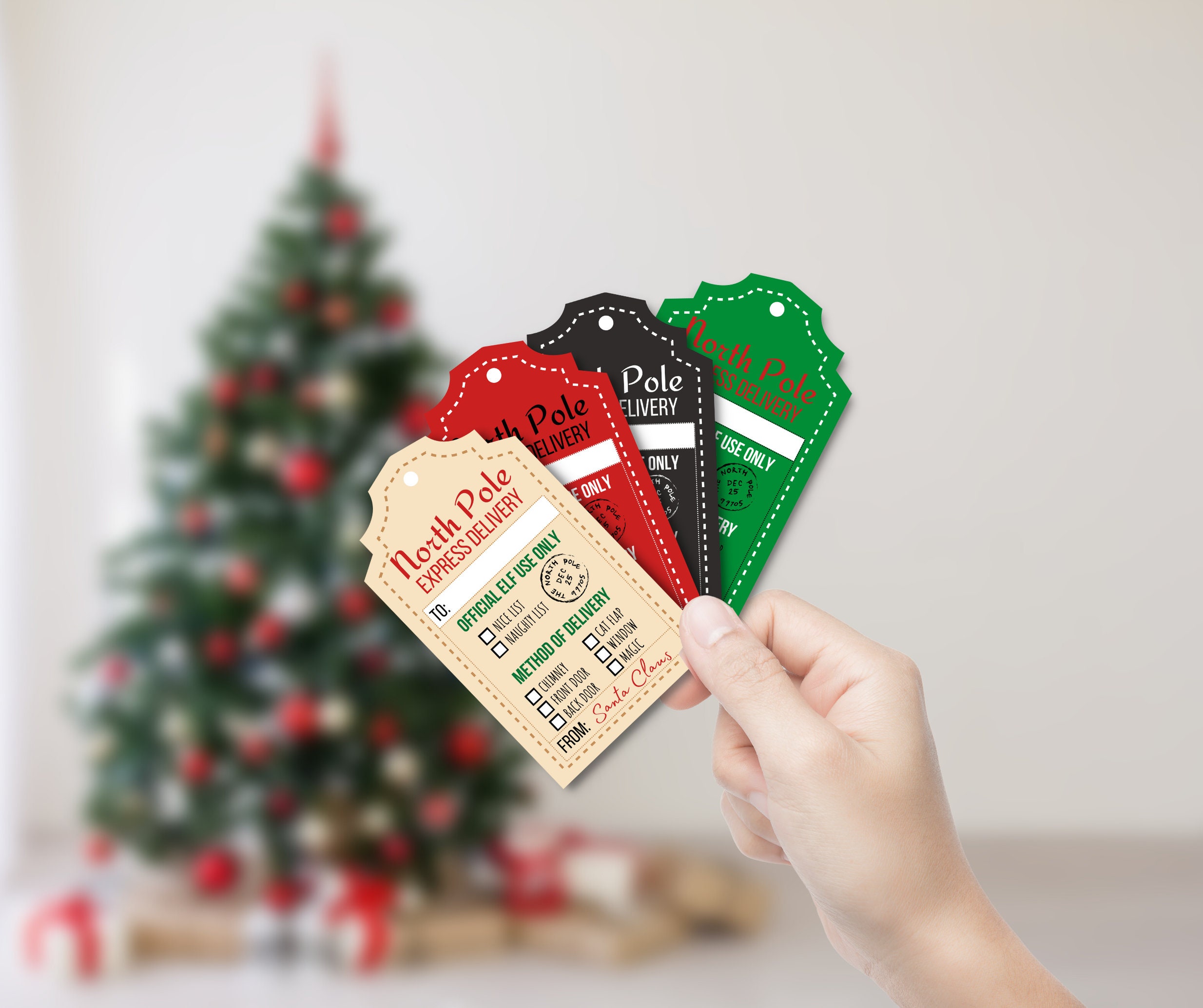 Personal Holiday Tag, Colorful Printable Tag, North Pole Express Gift ...
