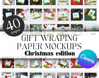 Editable Gift Wrap for Canva, Christmas Wrapping Paper Mockup Bundle, Drag and Drop MOCKUPS, Editable Mock Up, Etsylisting, Sell On Etsy