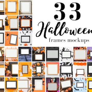 33 Halloween Frame MockUps, Frame Mock up Bundle, Spooky Halloween Photo Template Frame Art, Print Mockup PNG Digital Download