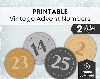 2 Styles Advent Calendar, Christmas Numbers, December Daily, Countdown, Advent Calendar Printable, Advent Numbers, Printable Numbers