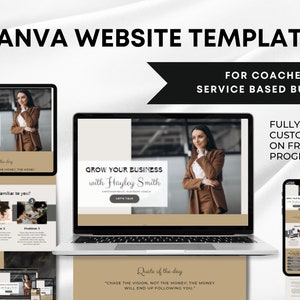 Business Coach Website Template, Canva Coaching Course Templates, Coaching Program Template Canva Website