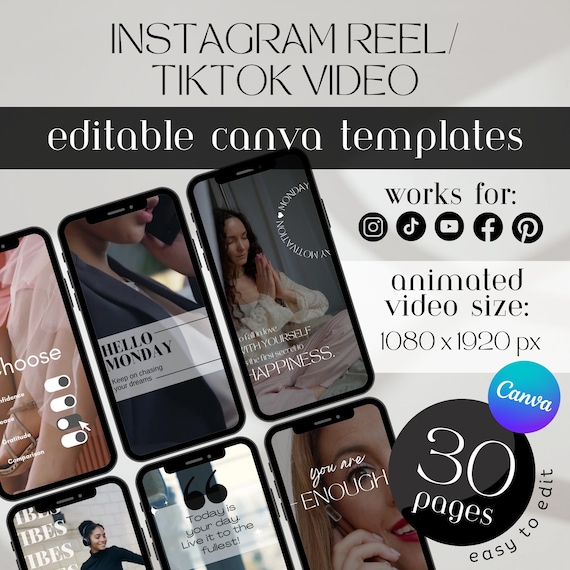 Canva Video Template, Ready to Post Social Media Templates, Instagram Video Reel Templates, Social Media Video Templates, Tiktok Template