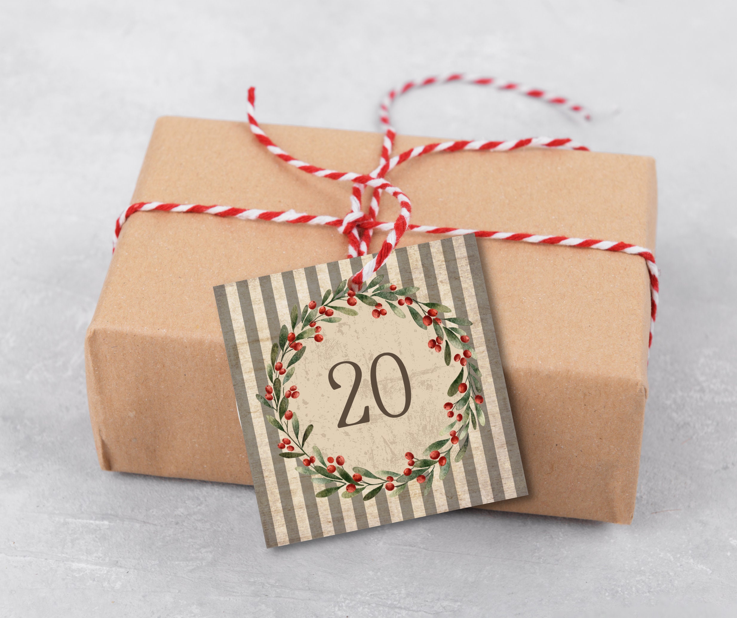 4 Styles Advent Calendar Printable Bundle, Vintage Christmas Label Pack ...
