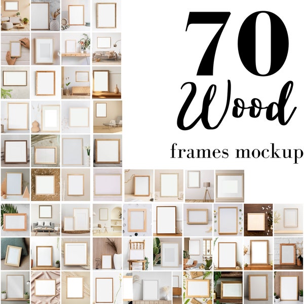 70 houten frame modellen, frame mockup hout bundel, gestileerde houten sjabloon kunst aan de muur, frame mockup bundel, houten sjabloon